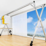 1.6m Portable Standing Clothes Drying Rack Folding Space-Saving Laundry Holder with Wheels