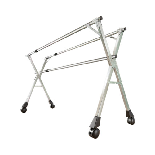 160cm Portable Drying Rack Clothes Steel Laundry Rack Folding Space-Saving Laundry Holder 3 Poles