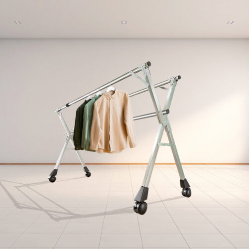 160cm Portable Drying Rack Clothes Steel Laundry Rack Folding Space-Saving Laundry Holder 3 Poles - Image 3