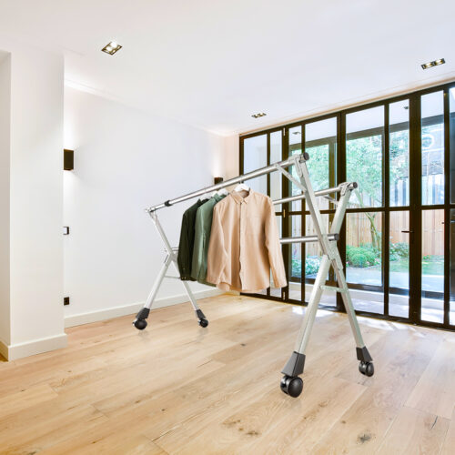 160cm Portable Drying Rack Clothes Steel Laundry Rack Folding Space-Saving Laundry Holder 3 Poles - Image 4