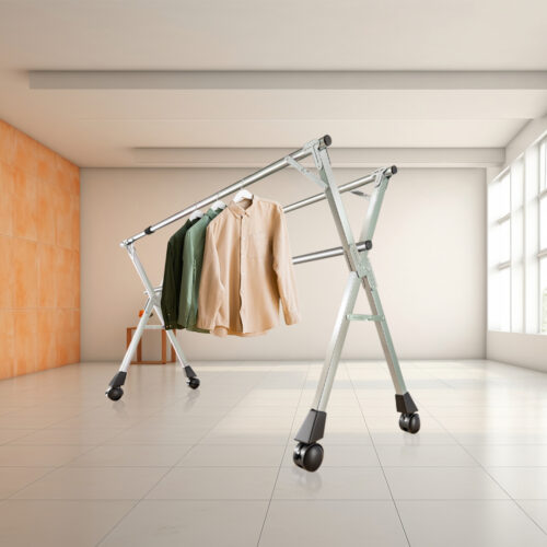 160cm Portable Drying Rack Clothes Steel Laundry Rack Folding Space-Saving Laundry Holder 3 Poles - Image 5