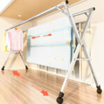 2.4m Portable Standing Clothes Drying Rack Folding Space-Saving Laundry Holder with Wheels