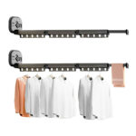 2x 127.5cm Wall-Mounted Clothing Dry Rack Retractable Space-Saving Folding Hanger