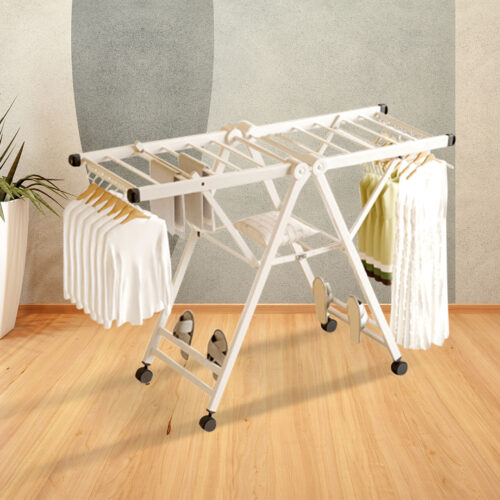 140cm Portable Wing Shape Clothes Drying Rack Folding Space-Saving Laundry Holder - Image 5