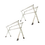 2x 1.6m Portable Standing Clothes Drying Rack Folding Space-Saving Laundry Holder 3 Poles