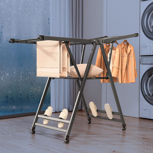 1.6m Portable Wing Shape Clothes Drying Rack Folding Space-Saving Laundry Holder