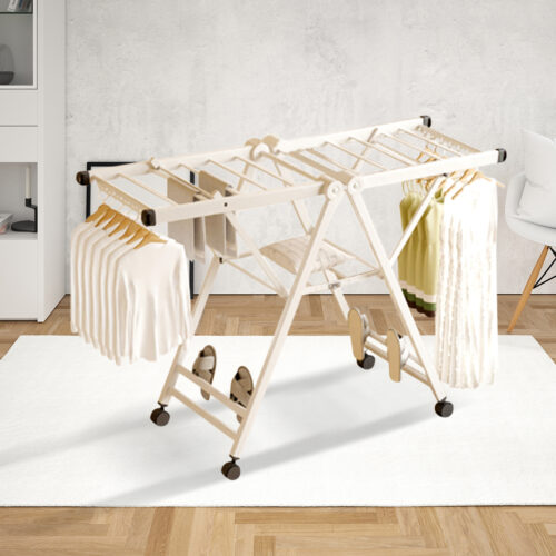 160cm Portable Wing Shape Clothes Drying Rack Folding Space-Saving Laundry Holder - Image 5