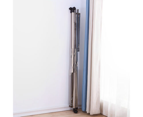 2x 1.6m Portable Standing Clothes Drying Rack Folding Space-Saving Laundry Holder with Wheels - Image 3