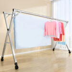 2x 2.0m Portable Standing Clothes Drying Rack Folding Space-Saving Laundry Holder with Wheels