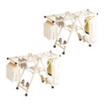 2x 140cm Portable Wing Shape Clothes Drying Rack Folding Space-Saving Laundry Holder