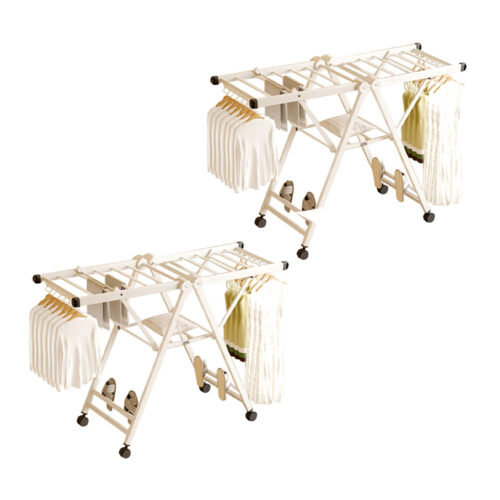 2x 140cm Portable Wing Shape Clothes Drying Rack Folding Space-Saving Laundry Holder
