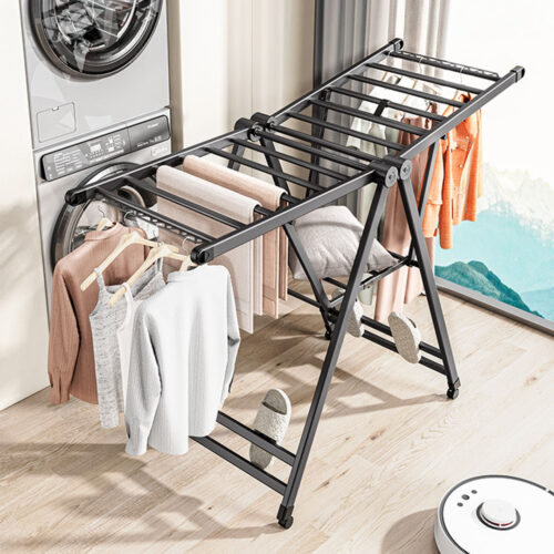 2x 1.4m Portable Wing Shape Clothes Drying Rack Folding Space-Saving Laundry Holder - Image 2