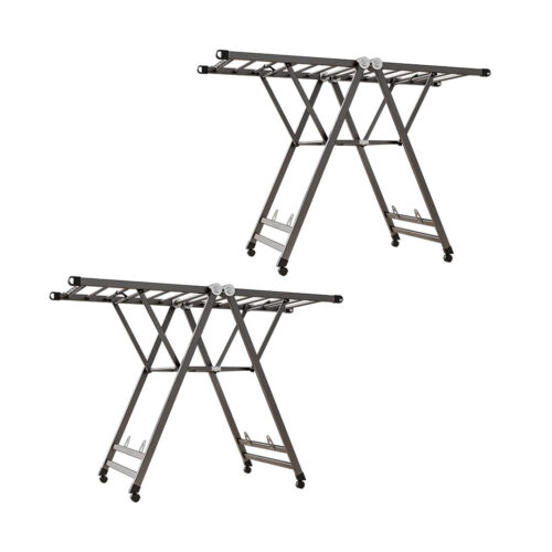 2x 1.6m Portable Wing Shape Clothes Drying Rack Folding Space-Saving Laundry Holder