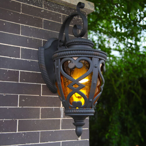 Vintage Lantern 57cm Outdoor Antique Bronze Wall Sconce Classic Rustic Exterior Light Fixture - Image 3