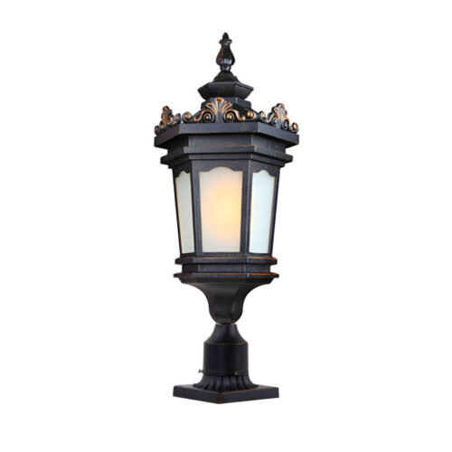 Vintage Lamp 72cm Lantern Stand Elegant Aluminum Glass Outdoor Light Antique Exterior Fixture
