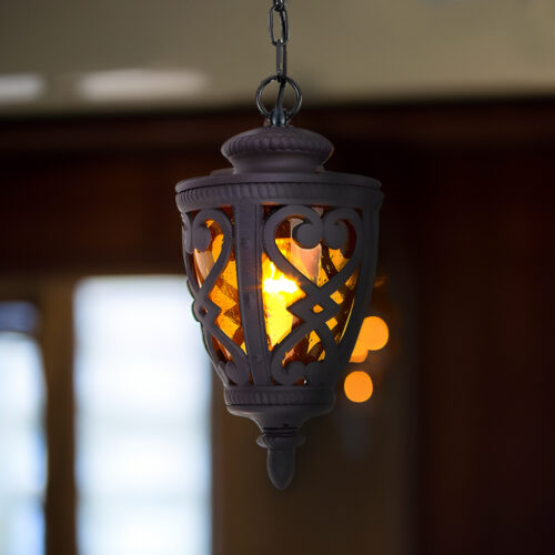 Vintage Lamp 2x 48cm Aluminum Glass Lantern Chandelier - Image 4