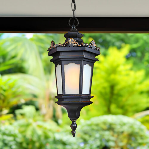 Vintage Lamp 2x 54.5cm Elegant Aluminum Glass Lantern Chandelier Classic Hanging Light Fixture Antique - Image 2