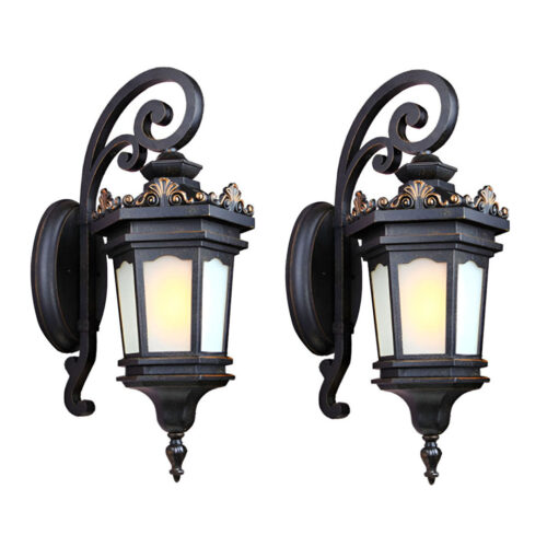 Vintage Lantern 2x 62cm Wall Light Elegant Aluminum Glass Classic Outdoor Lighting Rustic Vintage