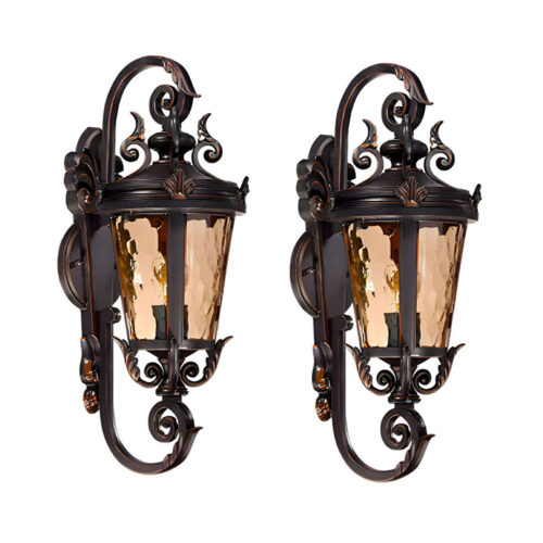 Vintage Lantern 2x 70cm Aluminum Glass Wall Light Classic Lantern Elegant Outdoor Antique Wall Lamp