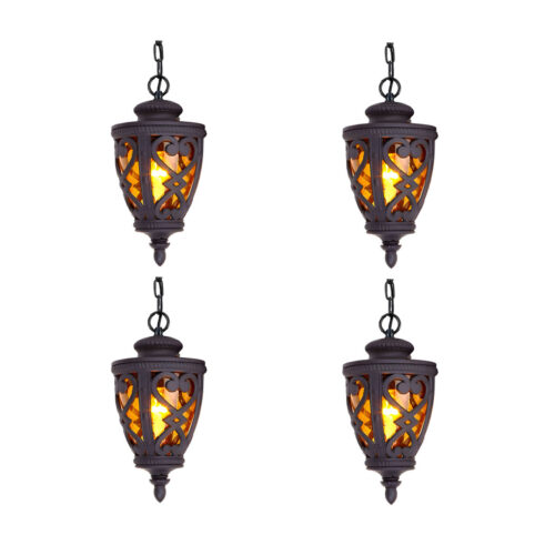 Vintage Lamp 4x 48cm Aluminum Glass Lantern Chandelier