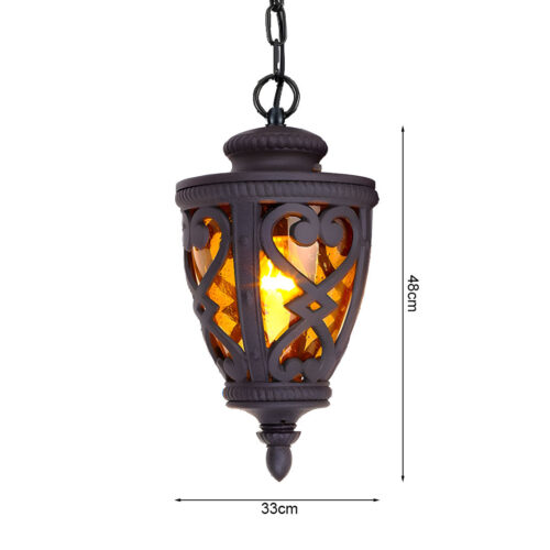 Vintage Lamp 4x 48cm Aluminum Glass Lantern Chandelier - Image 4