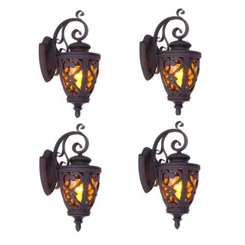 Vintage Lantern 4x 57cm Outdoor Antique Bronze Wall Sconce Classic Rustic Exterior Light Fixture