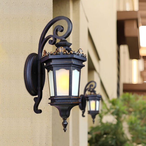 Vintage Lantern 4x 62cm Wall Light Elegant Aluminum Glass Classic Outdoor Lighting Rustic Vintage - Image 2