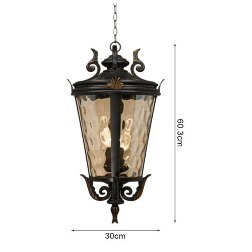 Vintage Lamp 4x 60.3cm Aluminum Glass Lantern Elegant Chandelier Classic Hanging Light - Image 4
