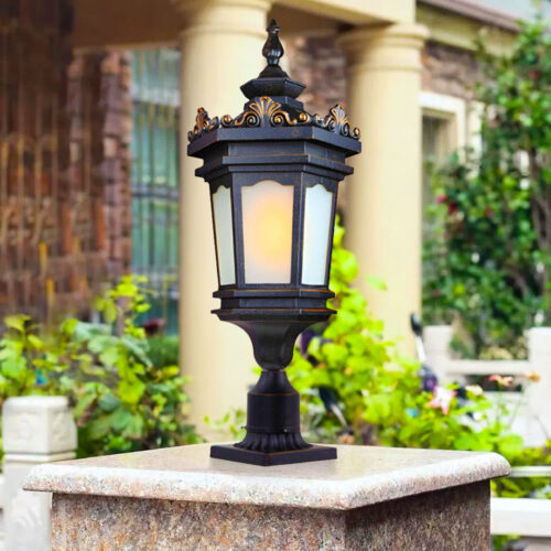 Vintage Lamp 4x 72cm Lantern Stand Elegant Aluminum Glass Outdoor Light Antique Exterior Fixture - Image 2