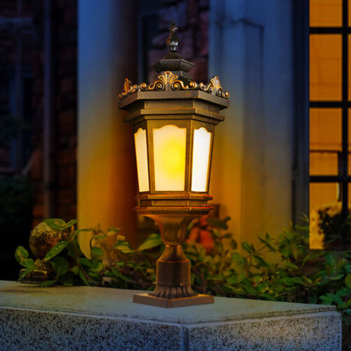 Vintage Lamp 4x 72cm Lantern Stand Elegant Aluminum Glass Outdoor Light Antique Exterior Fixture - Image 3
