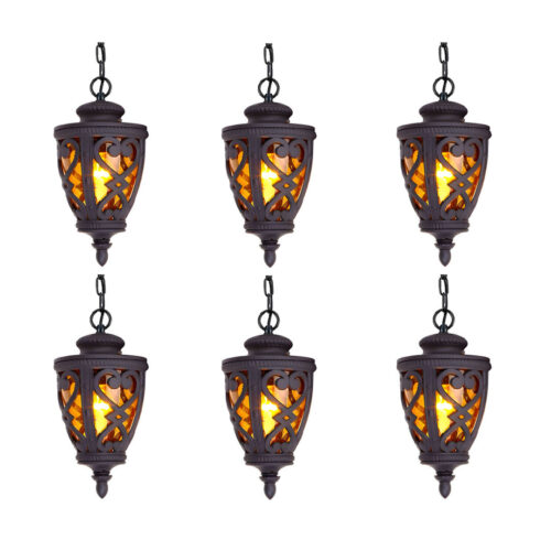 Vintage Lamp 6X 48cm Aluminum Glass Lantern Chandelier
