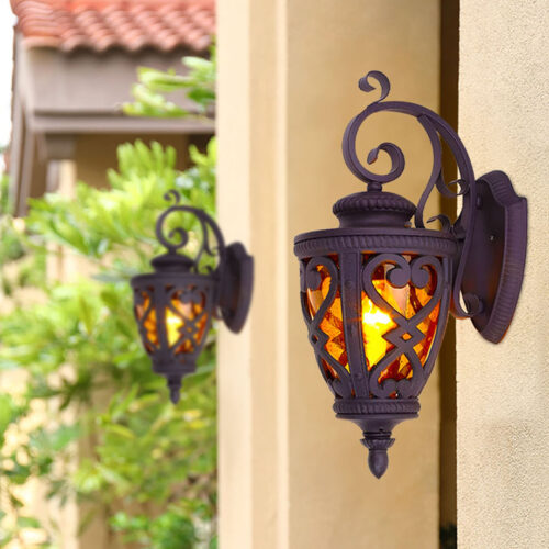 Vintage Lantern 6X 57cm Outdoor Antique Bronze Wall Sconce Classic Rustic Exterior Light Fixture - Image 5