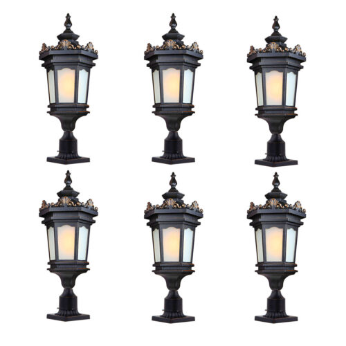 Vintage Lamp 6X 72cm Lantern Stand Elegant Aluminum Glass Outdoor Light Antique Exterior Fixture