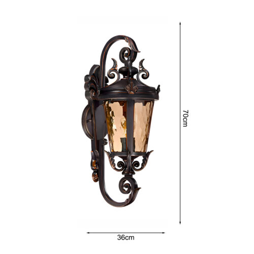 Vintage Lantern 6X 70cm Aluminum Glass Wall Light Classic Lantern Elegant Outdoor Antique Wall Lamp - Image 4