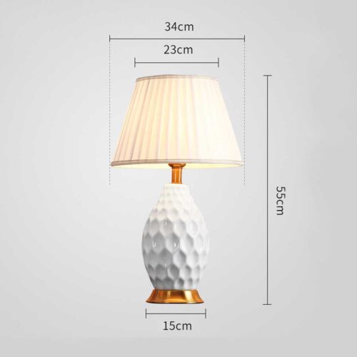 SOGA Textured Ceramic Oval Table Lamp with Gold Metal Base White - Image 2