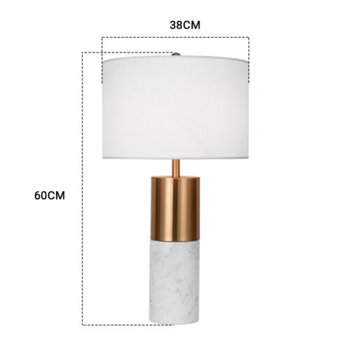 SOGA 60cm White Marble Bedside Modern Desk Table Lamp Living Room Shade with Cylinder Base - Image 2