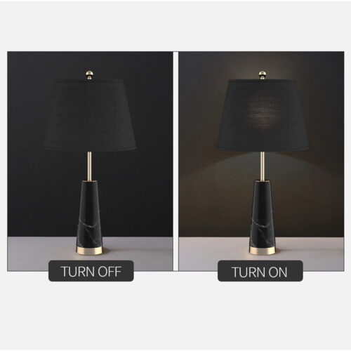 SOGA 68cm Black Marble Bedside Desk Table Lamp Living Room Shade with Cone Shape Base - Image 3