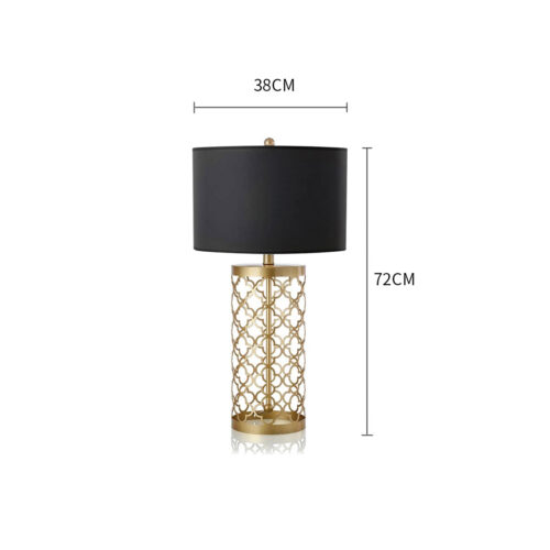 2x Golden Hollowed Out Base Table Lamp with Dark Shade - Image 2