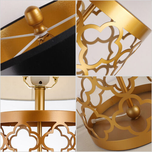 SOGA 4X Golden Hollowed Out Base Table Lamp with Dark Shade - Image 3