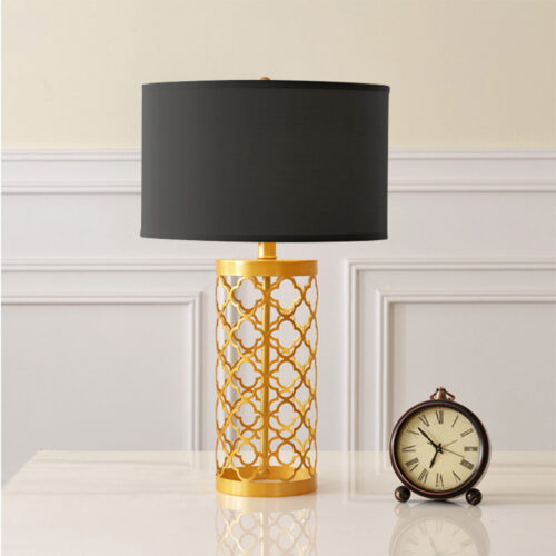 SOGA 4X Golden Hollowed Out Base Table Lamp with Dark Shade - Image 5