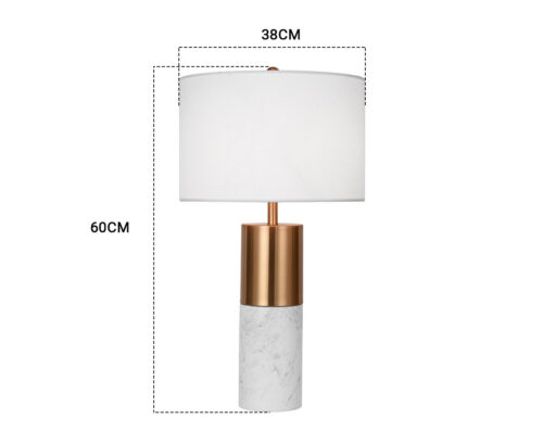 SOGA 4X 60cm White Marble Bedside Modern Desk Table Lamp Living Room Shade with Cylinder Base - Image 2