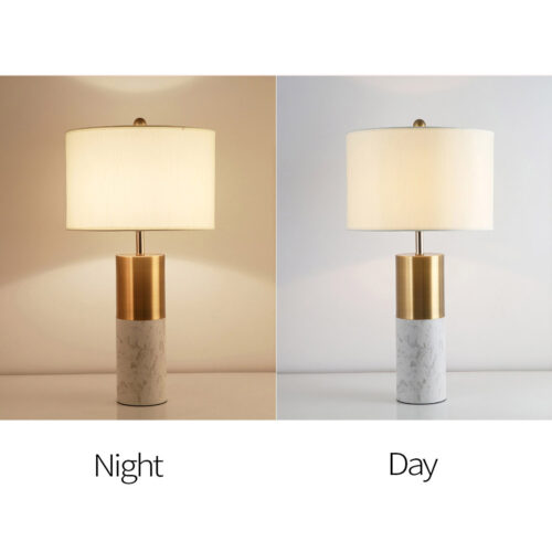 SOGA 4X 60cm White Marble Bedside Modern Desk Table Lamp Living Room Shade with Cylinder Base - Image 4