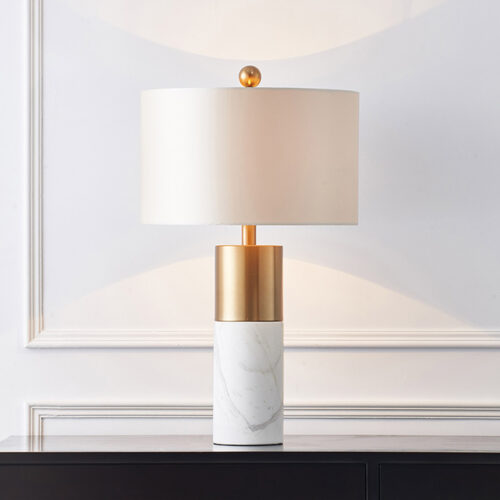 SOGA 4X 60cm White Marble Bedside Modern Desk Table Lamp Living Room Shade with Cylinder Base - Image 8