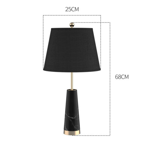 SOGA 4X 68cm Black Marble Bedside Desk Table Lamp Living Room Shade with Cone Shape Base - Image 2