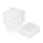 100mm Clear Gastronorm GN Pan 1/6 Food Tray Storage Bundle of 4 with Lid