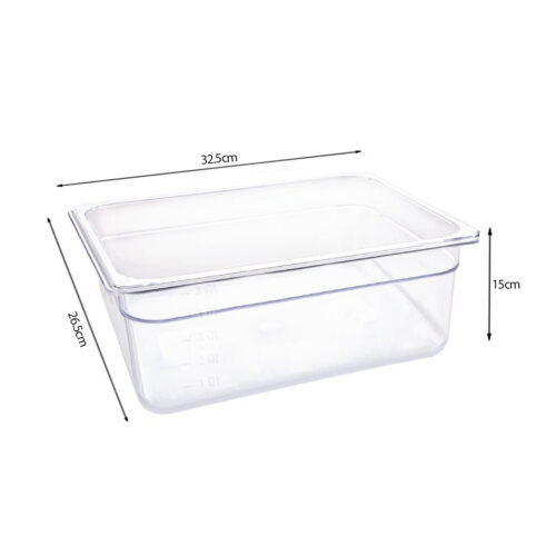 150mm Clear Gastronorm GN Pan 1/2 Food Tray Storage with Lid - Image 5
