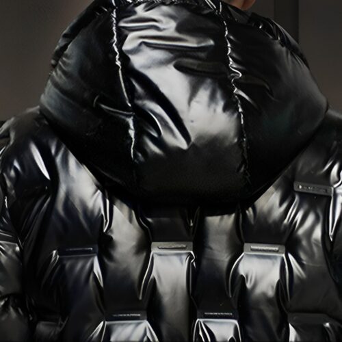 abbee Black XL Winter Hooded Glossy Down Jacket Lightweight Quilted Warm Puffer Coat - Image 9