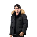 abbee Black Large Winter Fur Hooded Down Jacket Lightweight Quilted Warm Puffer Coat