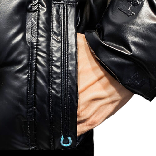 abbee Black Large Winter Hooded Glossy Overcoat Long Jacket Lightweight Quilted Warm Puffer Coat - Image 3