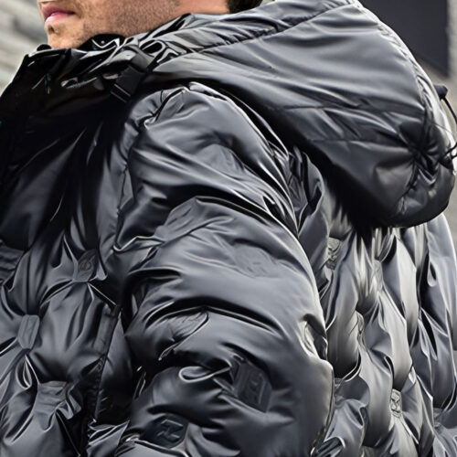 abbee Black Large Winter Hooded Glossy Overcoat Long Jacket Lightweight Quilted Warm Puffer Coat - Image 6
